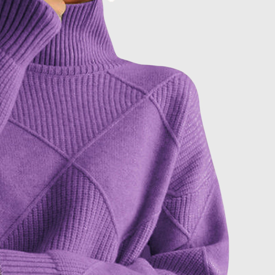 Wrenna | Roll Neck Sweater with Diagonal Seam Detail view 5