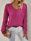Adelheid | Crochet Sleeve V-Neck Sweater