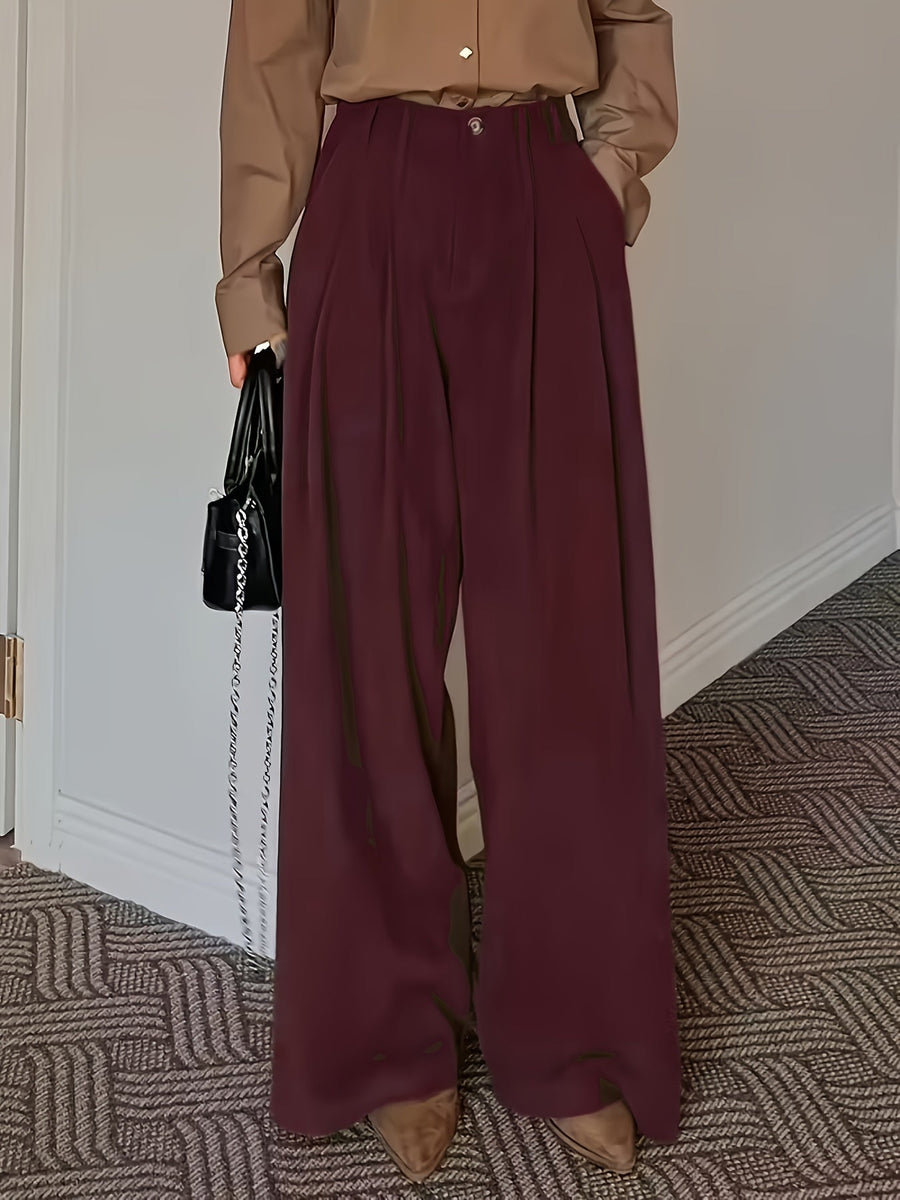 Celine | Women's Pleated Wide Leg Trousers – High Waisted Dress Pants view 13