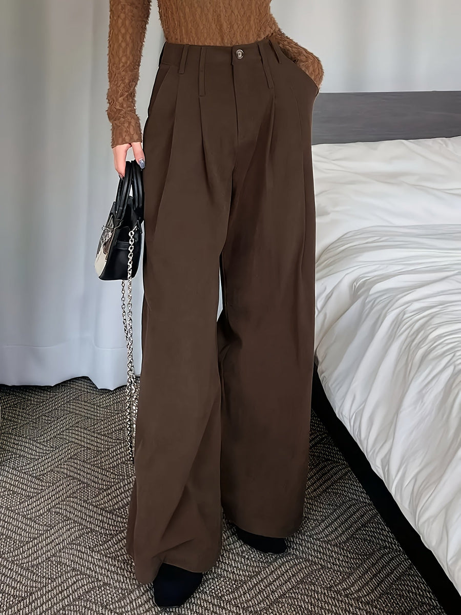 Celine | Women's Pleated Wide Leg Trousers – High Waisted Dress Pants view 10
