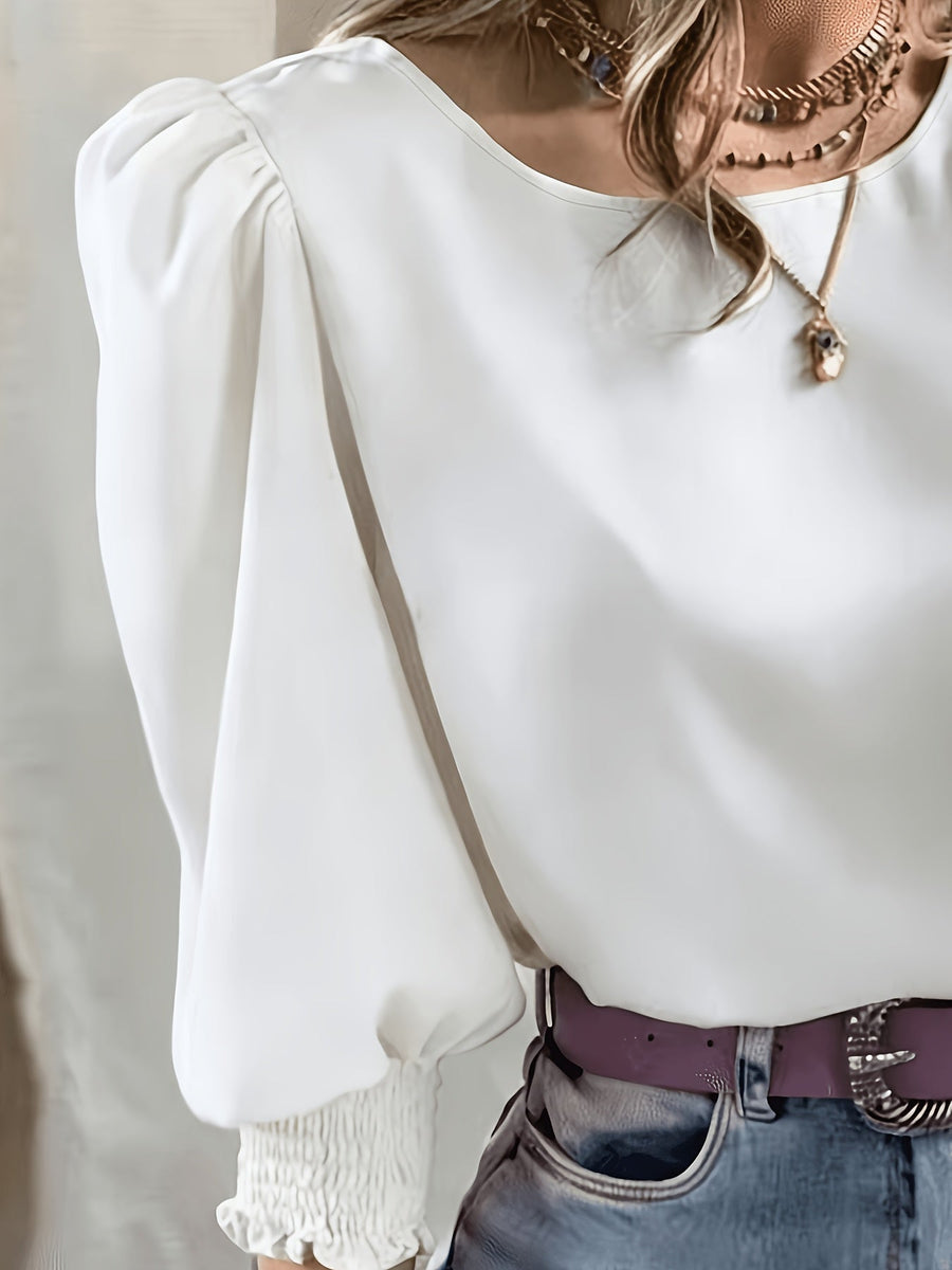 Ellen | Women's Puff Sleeve Blouse – Elegant Long Sleeve Dressy Top view 20