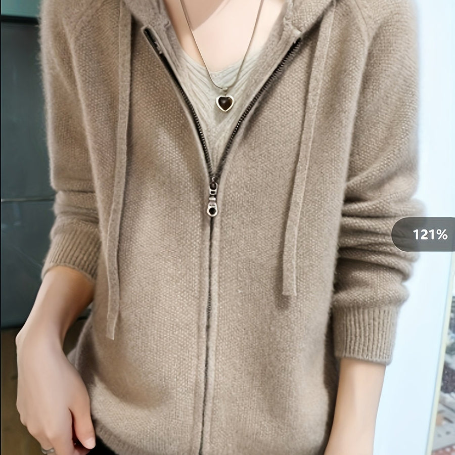 Belle | Women's Winter Cardigan – Hooded Zip-Up Cosy Layering view 12