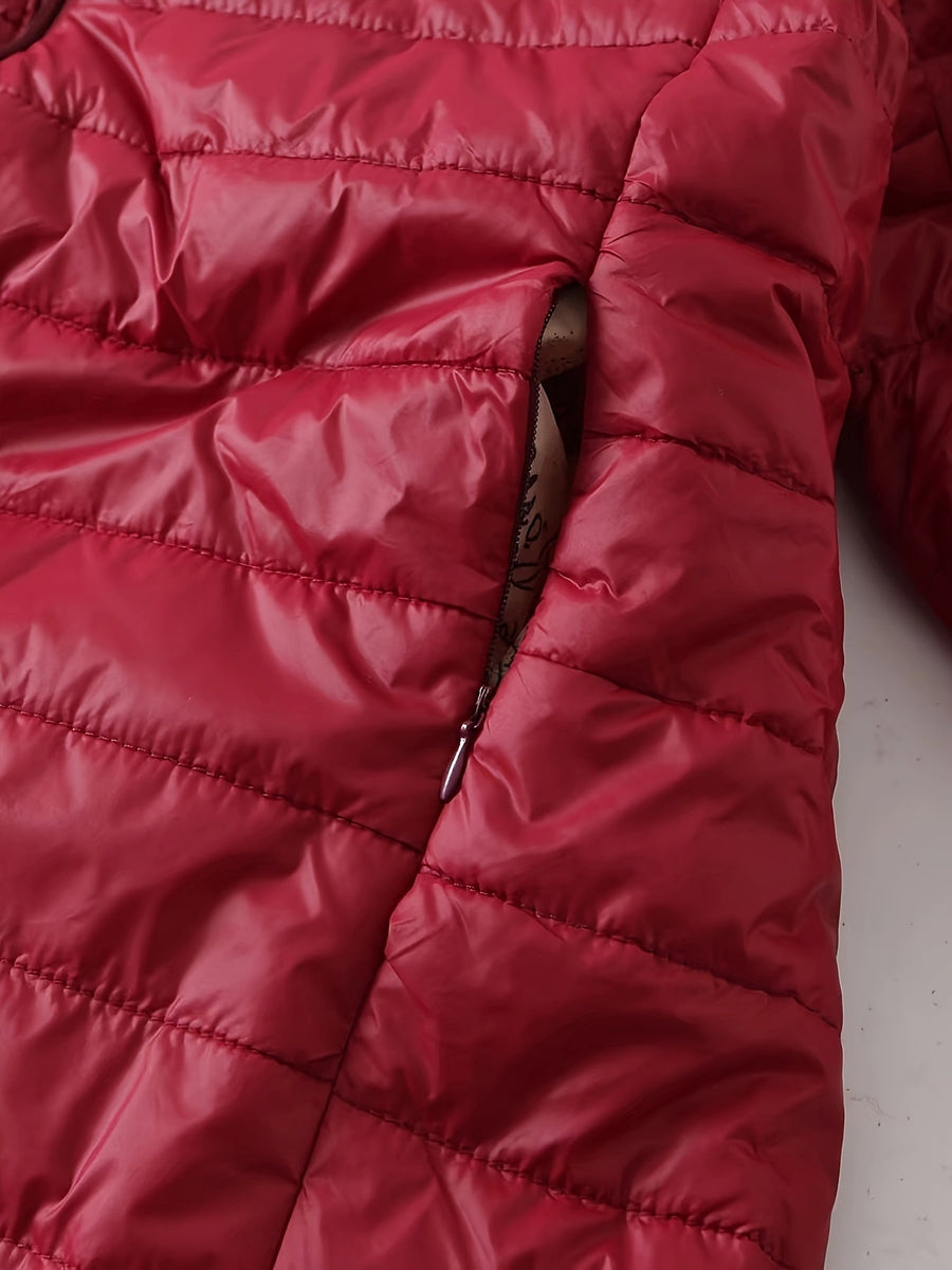 Isla | Women's Quilted Long Coat – Lined Longline Winter Puffer Coat view 10