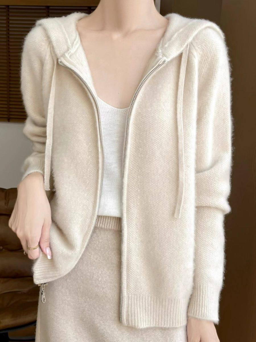 Bianca | Women's Hooded Cardigan – Zip Up Oversized Knit Sweater Jacket view 5