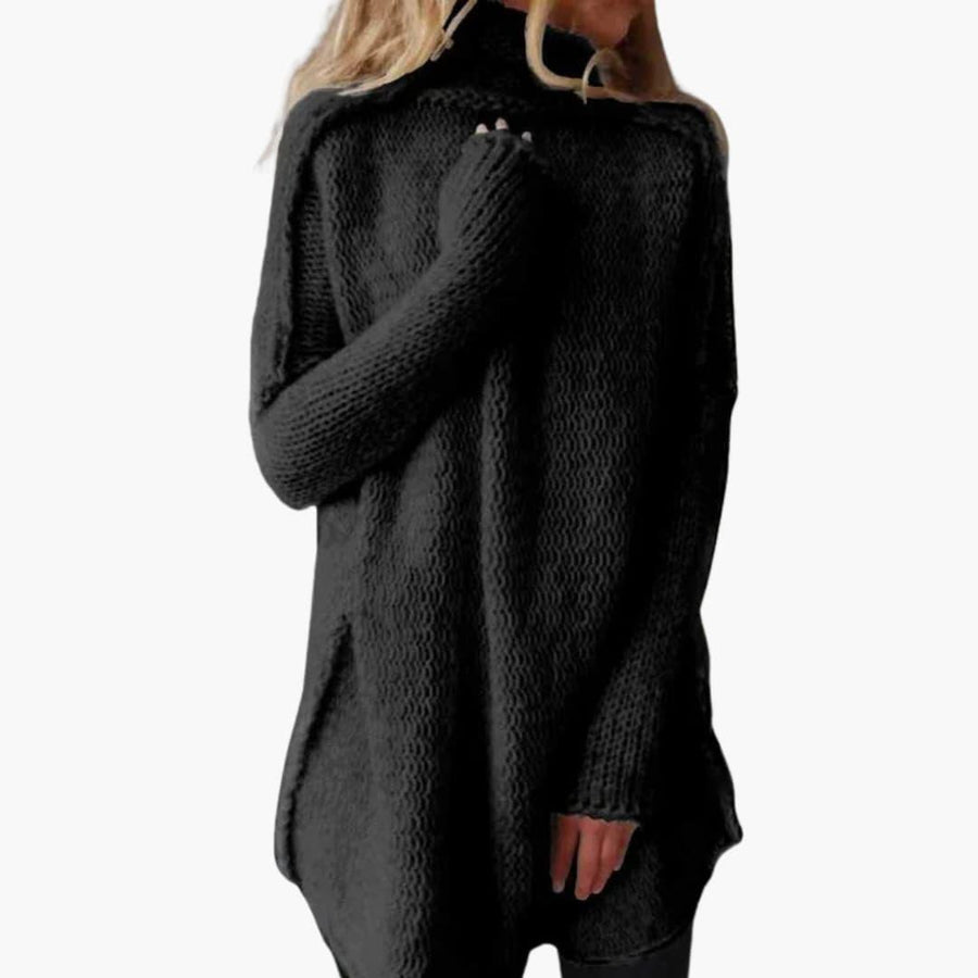 Elspeth | Oversized Roll-Neck Jumper with Long Sleeves and Chunky Knit view 2