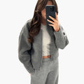 Marisela | Cropped Chunky Knit Cardigan with Long Sleeves and Zip-Up Front