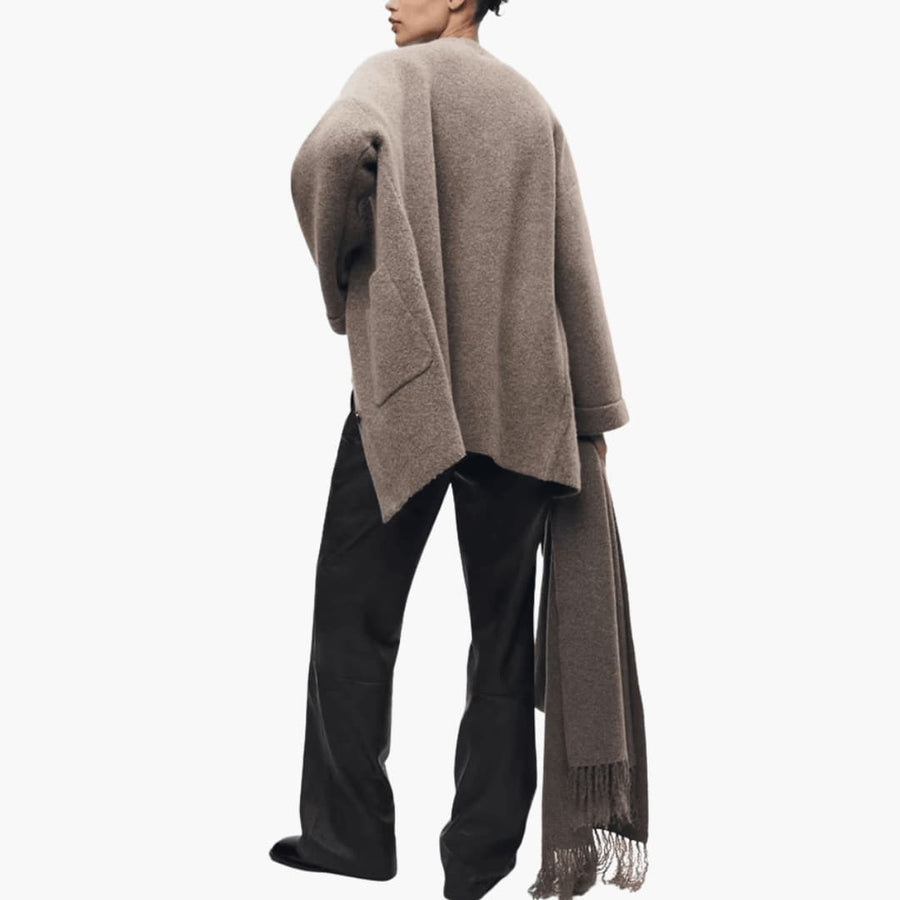 Viola | Button-Up Cardigan with Matching Scarf and Long Sleeves view 7