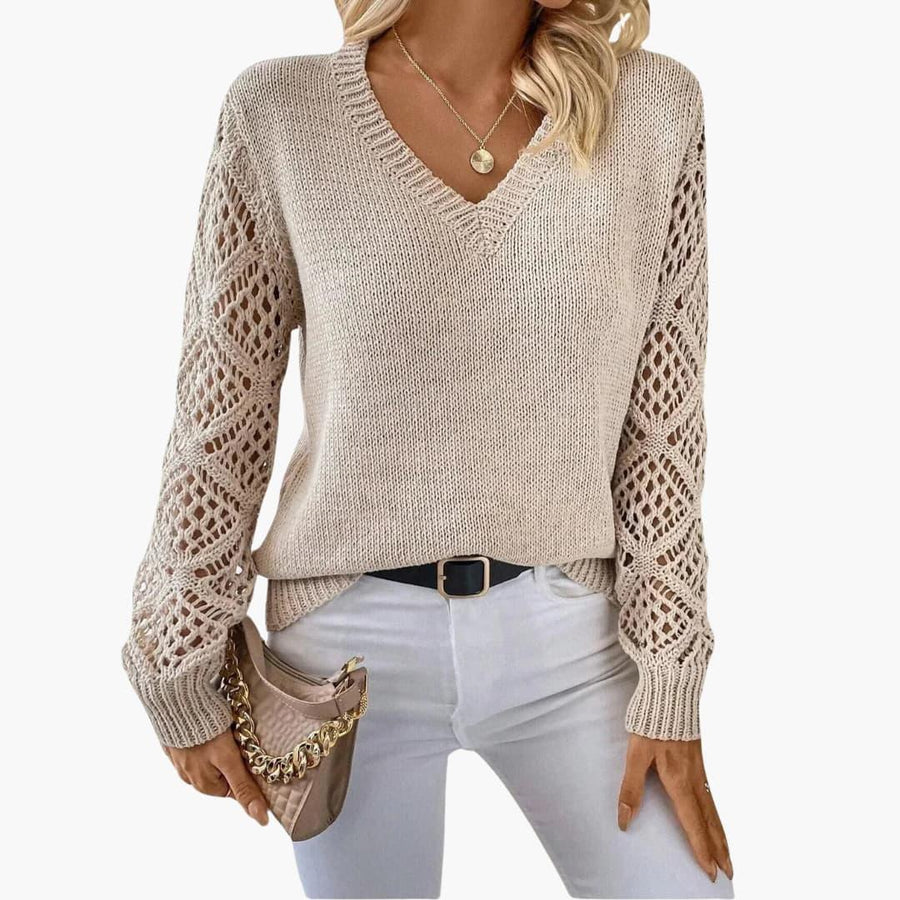 Zinnia | Jumper with Crochet Sleeve Details and Relaxed Fit view 3
