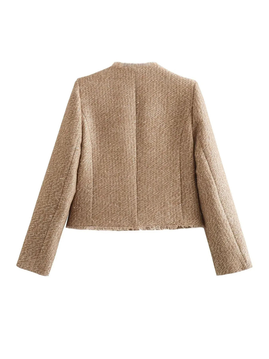 Pearl | Women's Blazer – Short Tweed Button Jacket view 4