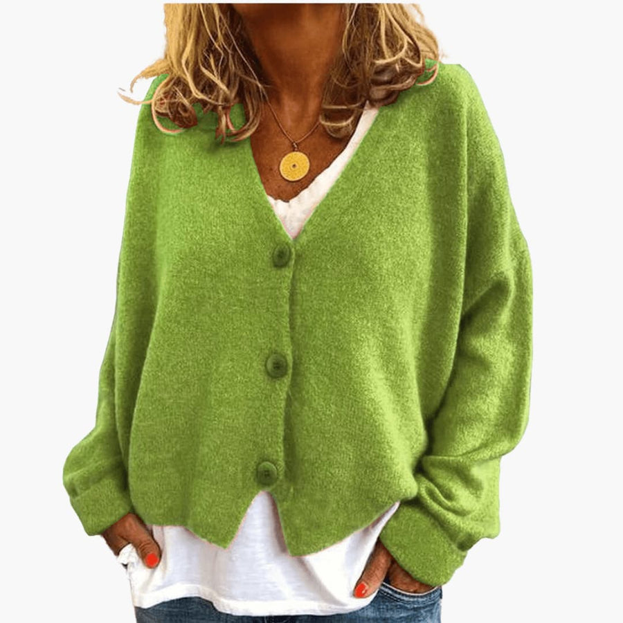 Brooke | Knitted Button Cardigan with V-Neckline and Long Sleeves view 14