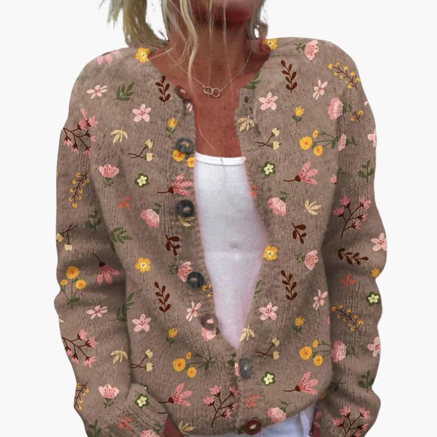 Addison | Floral  Cardigan with Long Sleeves and Ribbed Hem view 8