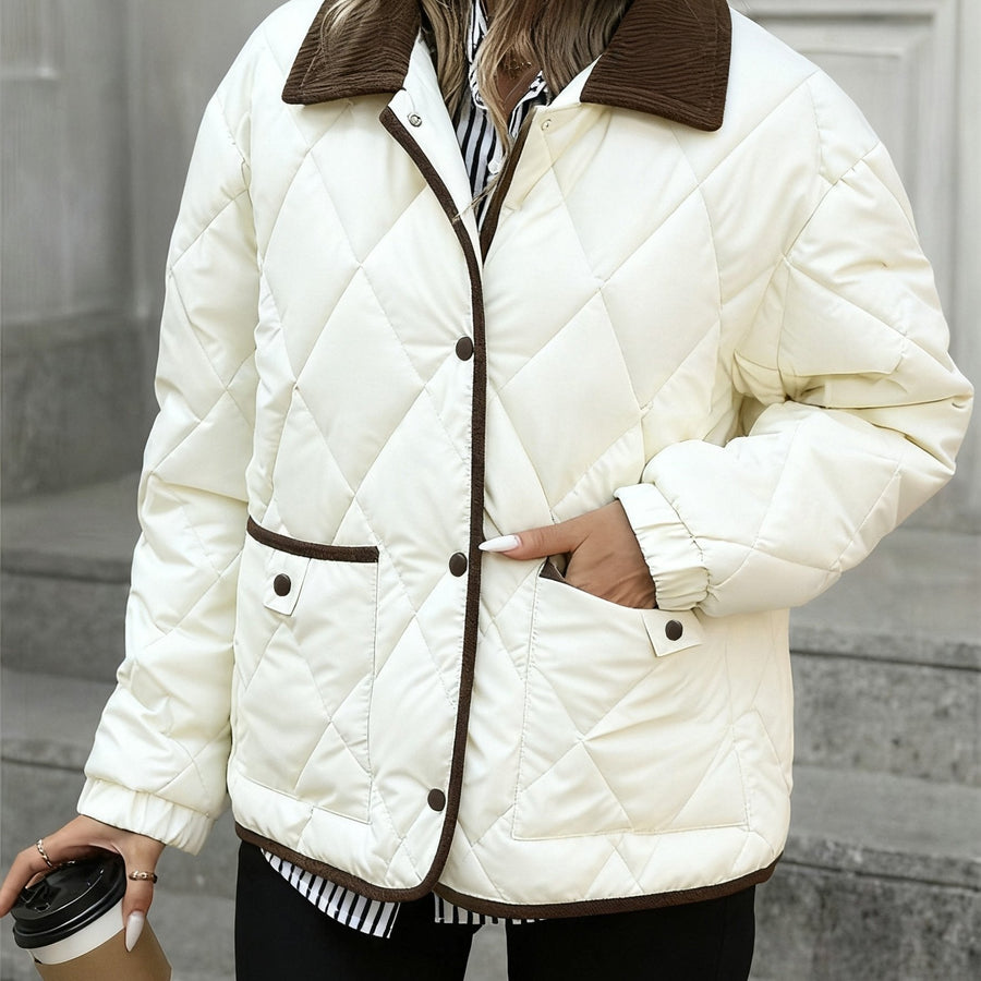 Imogen | Women's Quilted Jacket – Diamond Quilted Padded Winter Coat view 6