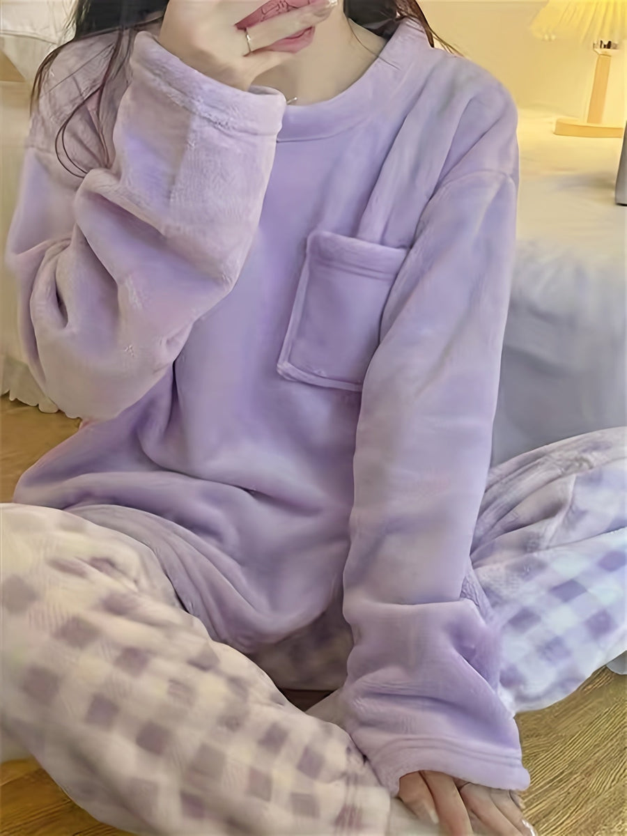 Marcella | Women's Plush Pajama Set – Cozy Two Piece Lounge Set view 9