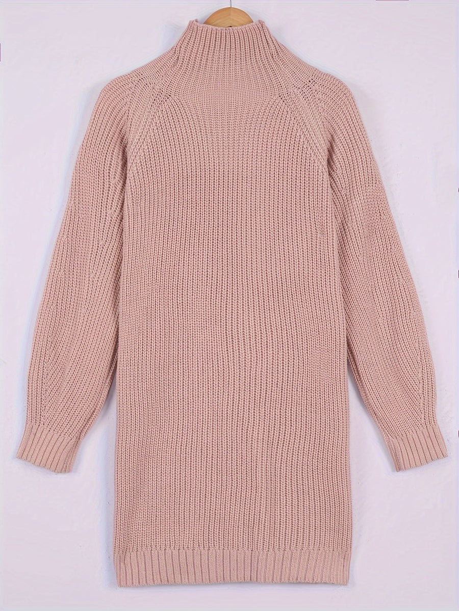 Rosabel | Women's Plus Size Sweater Dress – Half Turtleneck Relaxed Knit Dress view 9