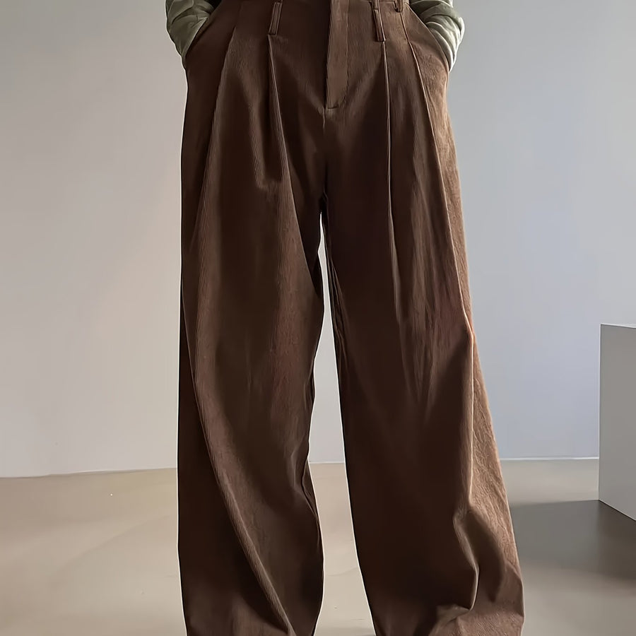 Celine | Women's Pleated Wide Leg Trousers – High Waisted Dress Pants view 6