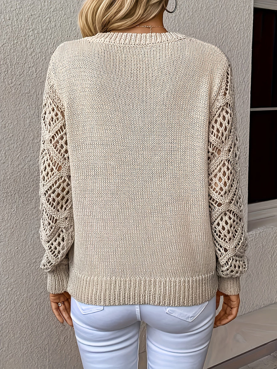 Adelheid | Crochet Sleeve V-Neck Sweater view 10