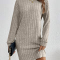 Florence | Women's Turtleneck Sweater Dress – Ribbed Knit Bodycon Midi Dress