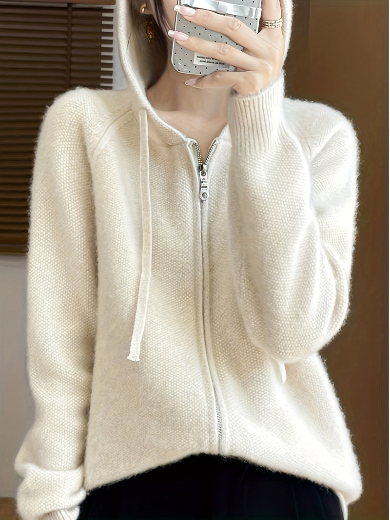 Belle | Women's Winter Cardigan – Hooded Zip-Up Cosy Layering