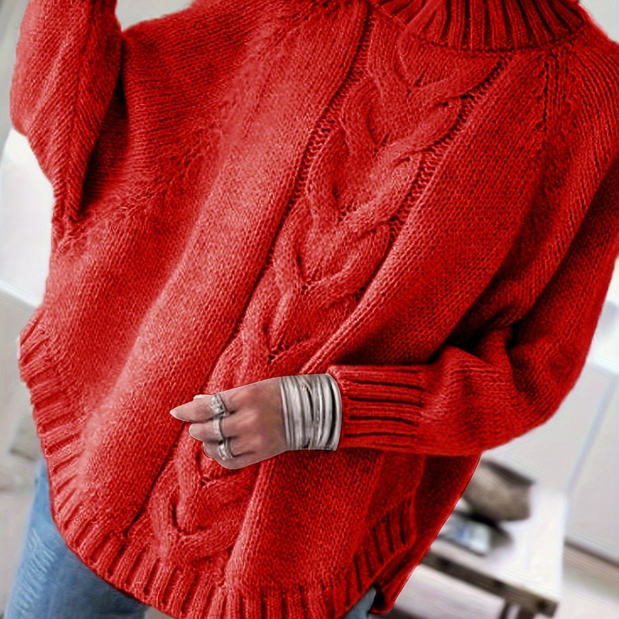 Gwendolyn | Women's Turtleneck Sweater – Cable Knit High Neck Winter Pullover view 14
