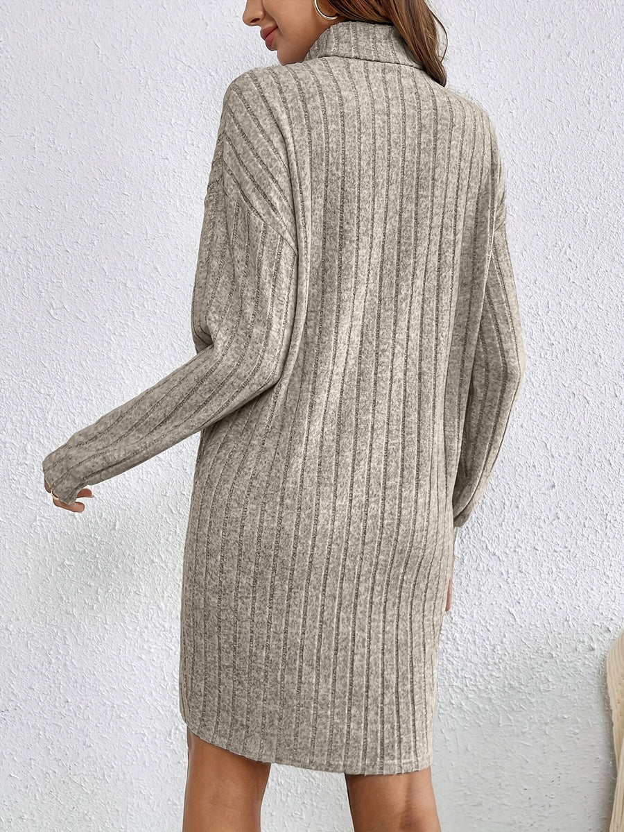 Florence | Women's Turtleneck Sweater Dress – Ribbed Knit Bodycon Midi Dress view 3