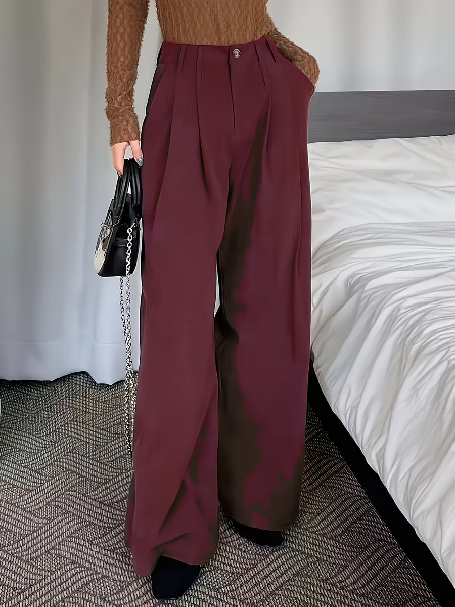 Celine | Women's Pleated Wide Leg Trousers – High Waisted Dress Pants view 11