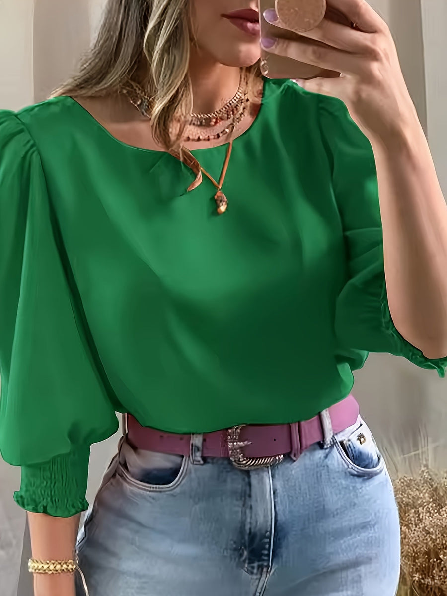 Ellen | Women's Puff Sleeve Blouse – Elegant Long Sleeve Dressy Top view 1