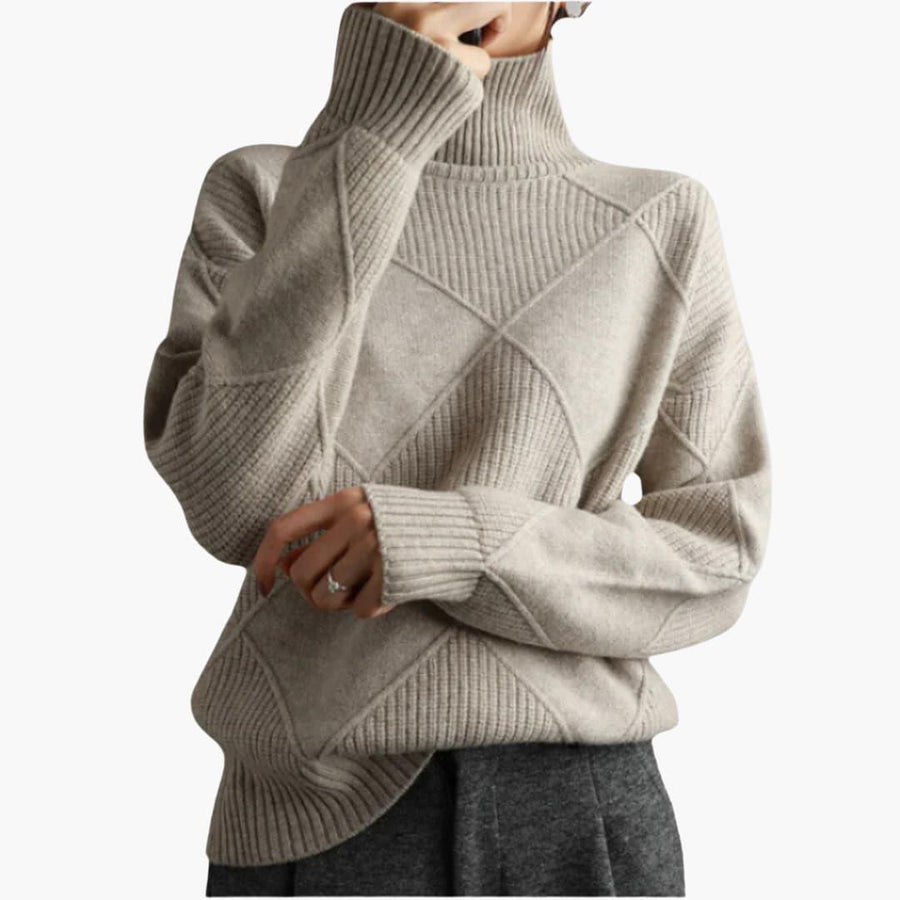 Selah | Ribbed Turtleneck Jumper with Long Sleeves and Fitted Silhouette view 3