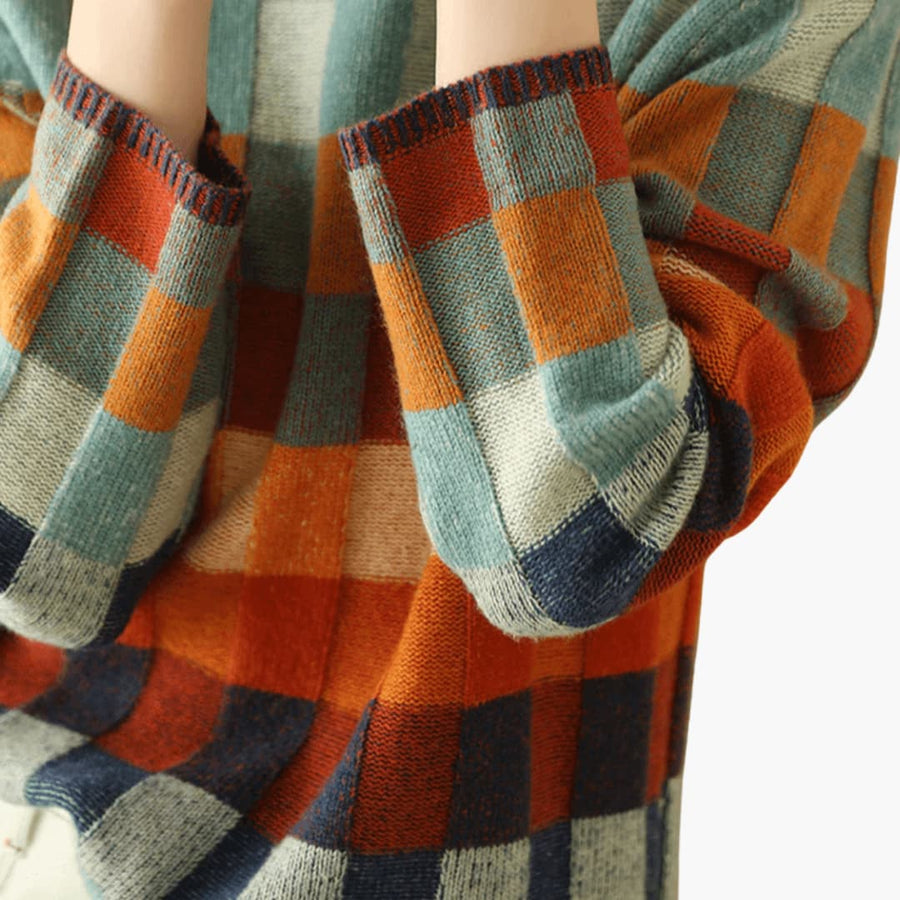 Anthea | Patchwork Turtleneck Jumper with Long Sleeves and Ribbed Cuffs view 5