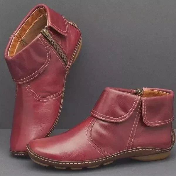 Camilla | Vintage-Style Contrast Stitching Boots