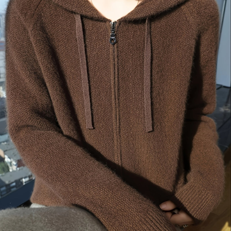 Belle | Women's Winter Cardigan – Hooded Zip-Up Cosy Layering view 15
