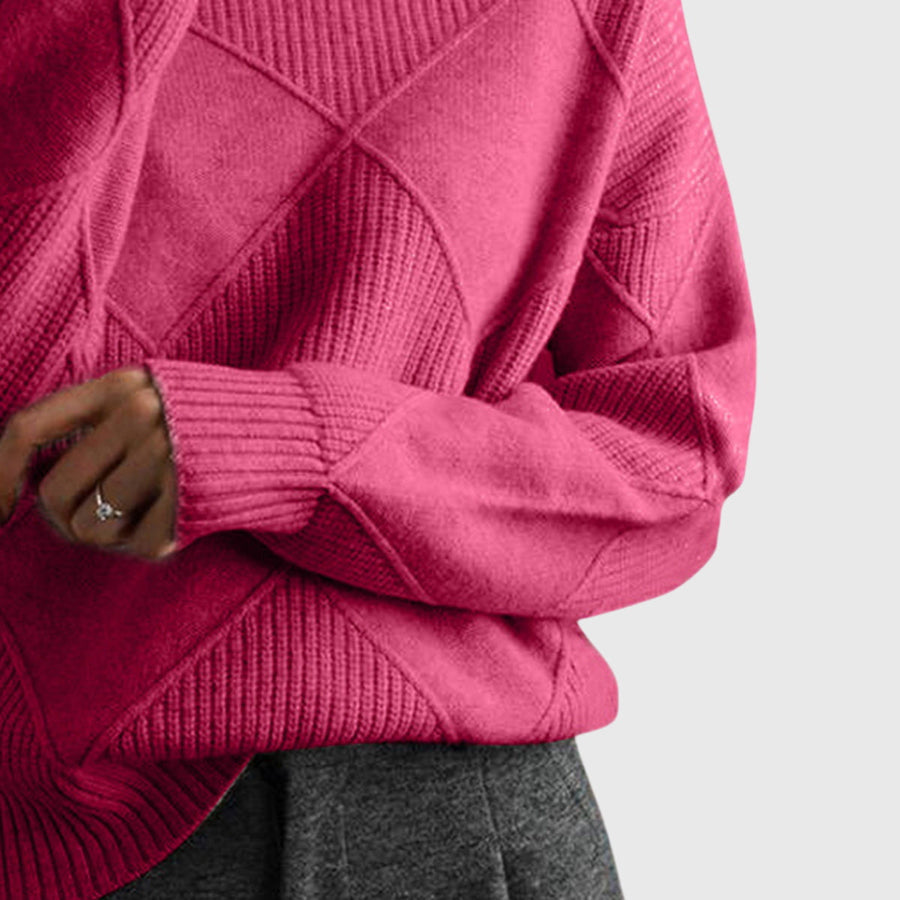 Wrenna | Roll Neck Sweater with Diagonal Seam Detail view 2