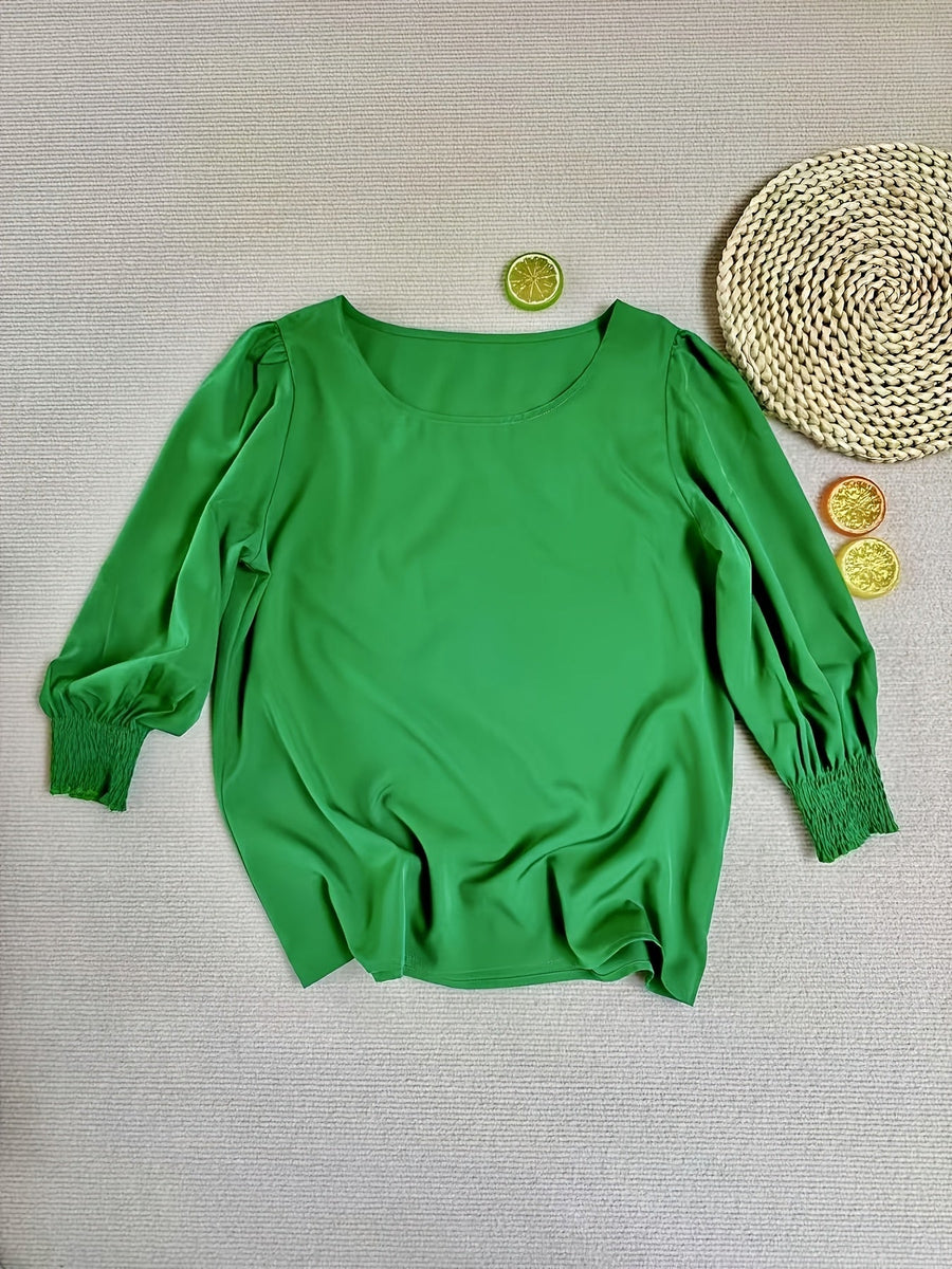Ellen | Women's Puff Sleeve Blouse – Elegant Long Sleeve Dressy Top view 14