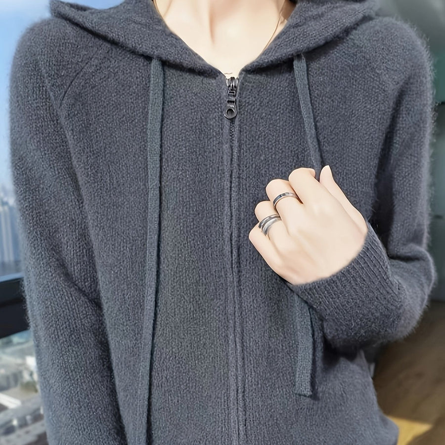 Belle | Women's Winter Cardigan – Hooded Zip-Up Cosy Layering view 13