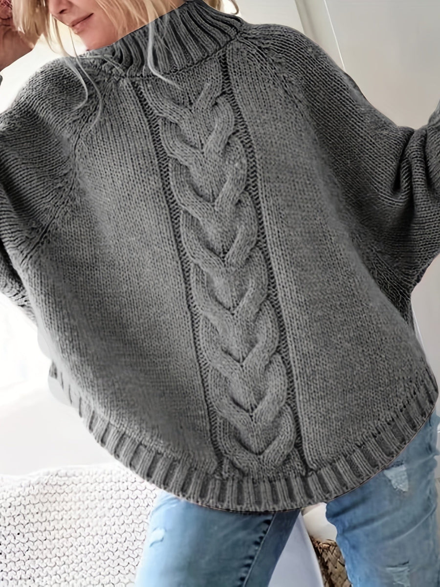 Gwendolyn | Women's Turtleneck Sweater – Cable Knit High Neck Winter Pullover view 3