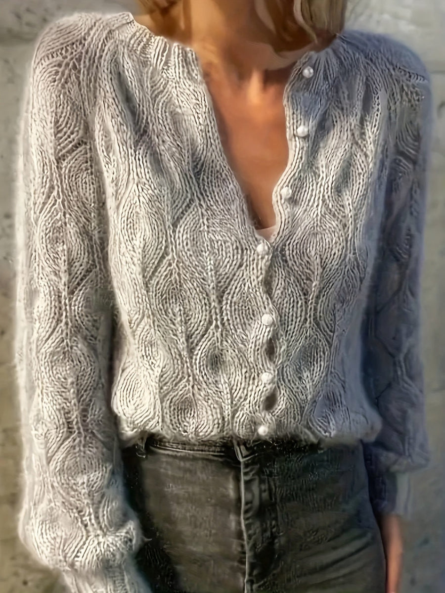 Goldie | Women's Winter Cardigan – Mink-Soft Pearl Button view 5