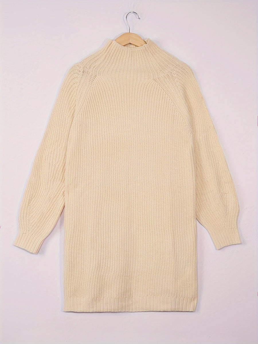 Rosabel | Women's Plus Size Sweater Dress – Half Turtleneck Relaxed Knit Dress view 13
