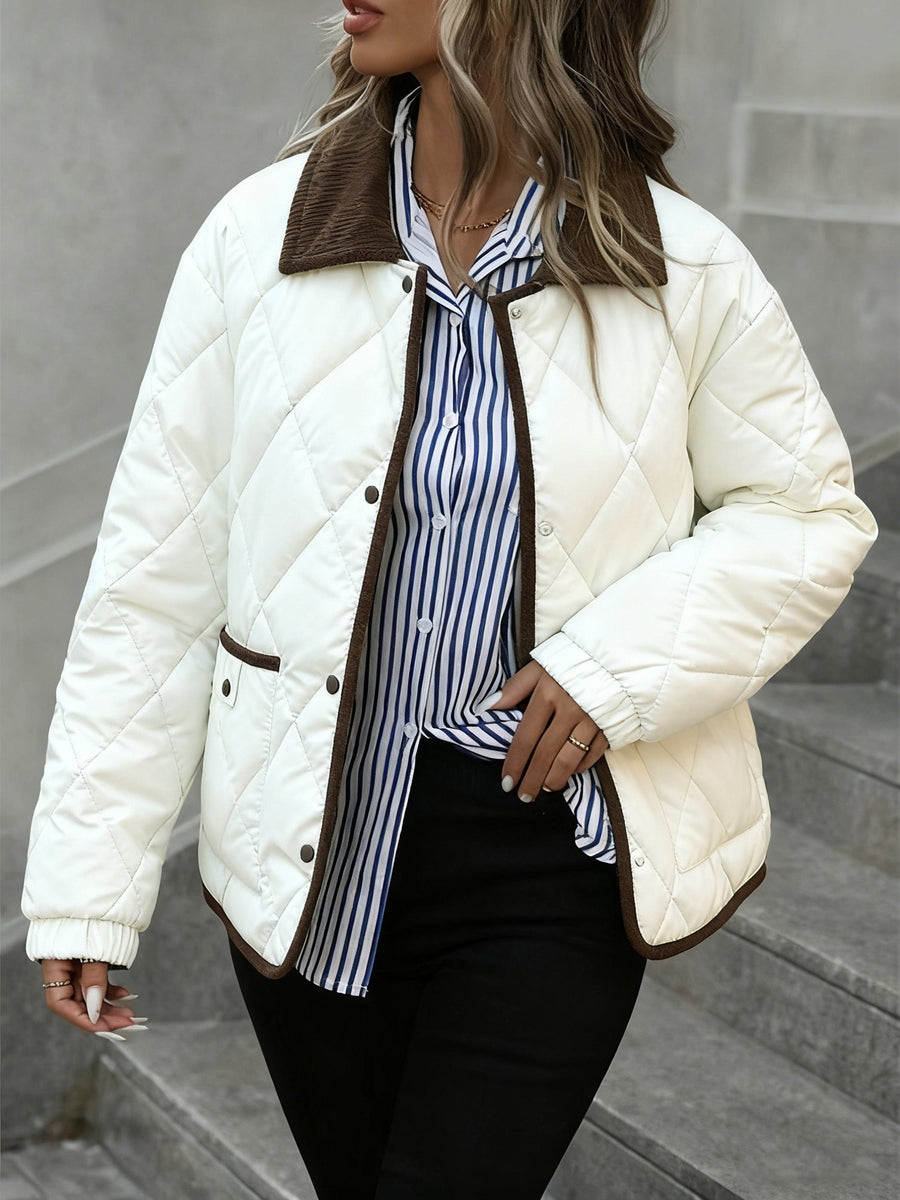 Imogen | Women's Quilted Jacket – Diamond Quilted Padded Winter Coat view 9