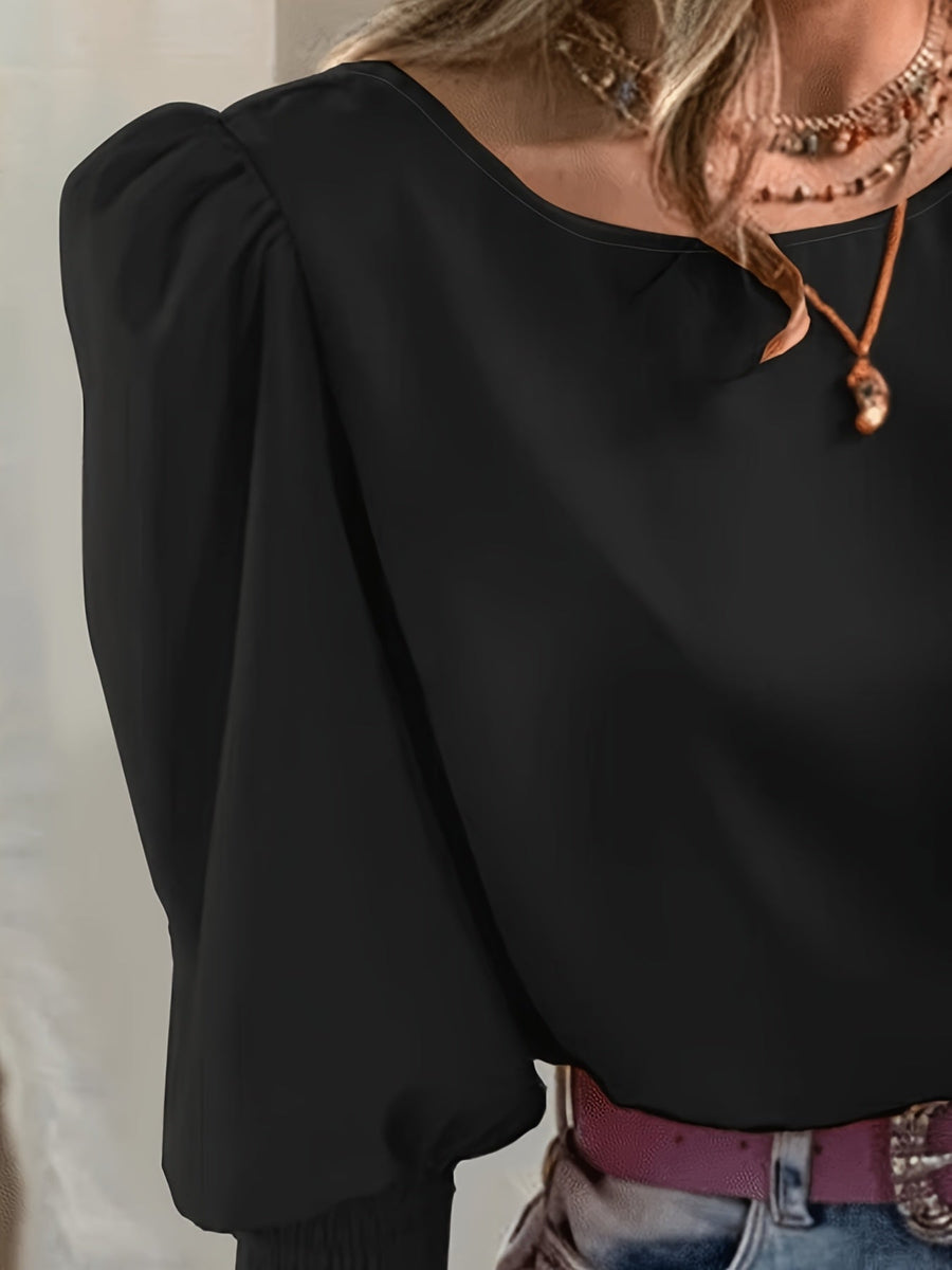 Ellen | Women's Puff Sleeve Blouse – Elegant Long Sleeve Dressy Top view 17