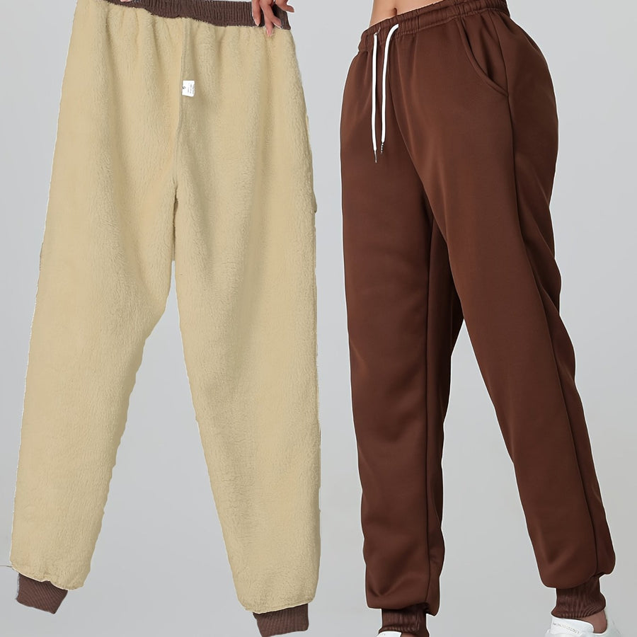 Fiona | Women's Lined Joggers – Cuffed Warm Winter Sweatpants view 16