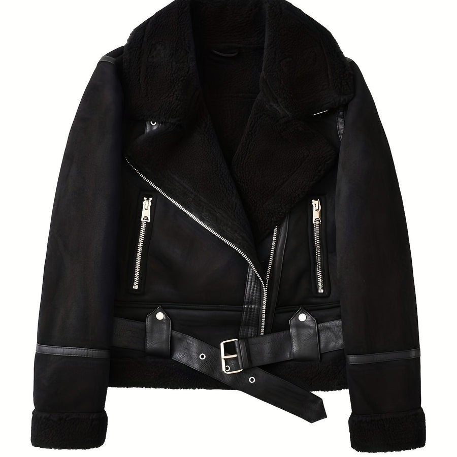 Clara | Women's Aviator Jacket – Belted Cozy Winter Coat view 9
