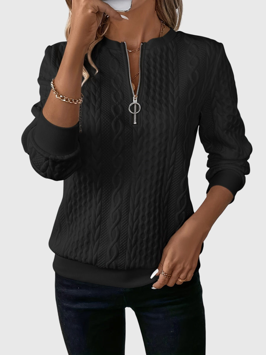 Casimira | Cable Knit Quarter-Zip Sweater view 9