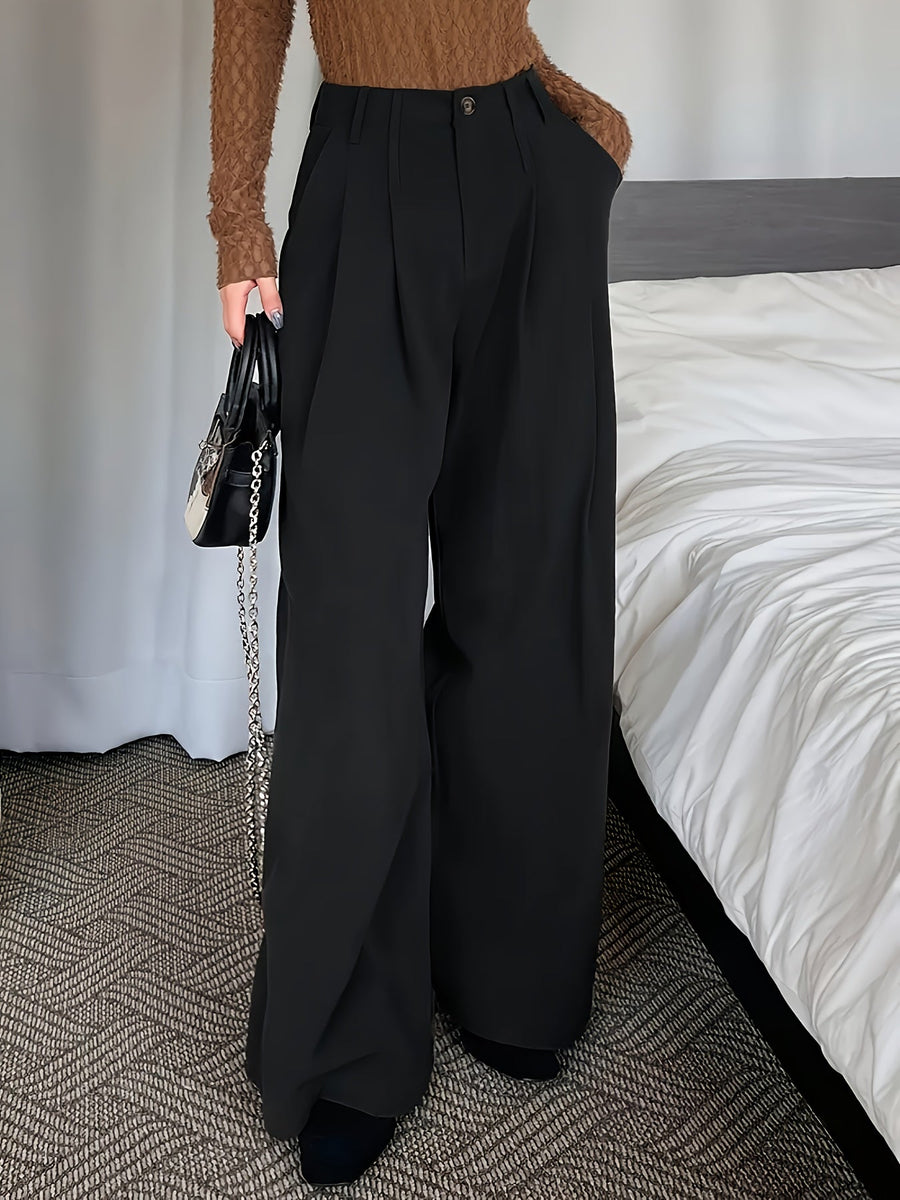 Celine | Women's Pleated Wide Leg Trousers – High Waisted Dress Pants view 4