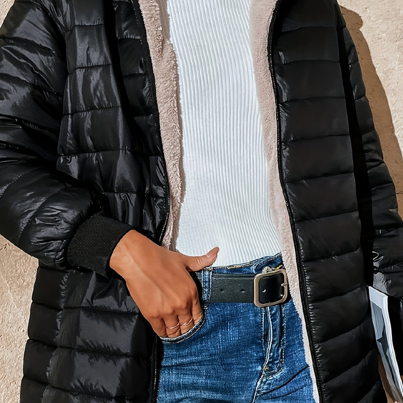 Isla | Women's Quilted Long Coat – Lined Longline Winter Puffer Coat