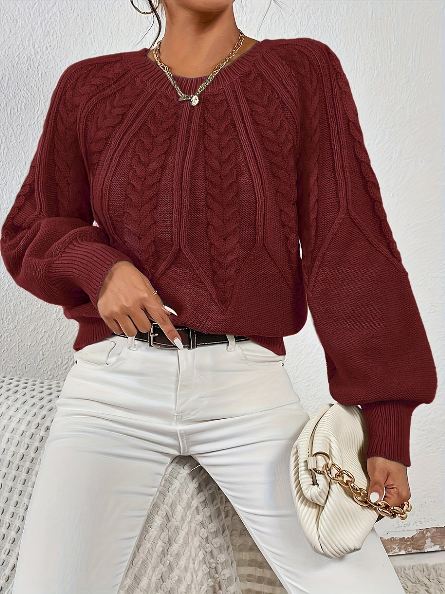 Eleanor | Women's Oversized Cable Knit Sweater – Relaxed Chunky Winter Pullover view 14