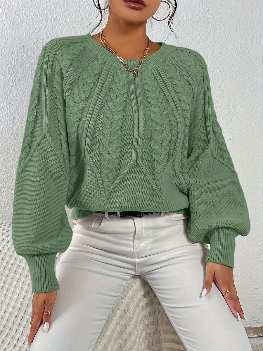 Eleanor | Women's Oversized Cable Knit Sweater – Relaxed Chunky Winter Pullover view 2