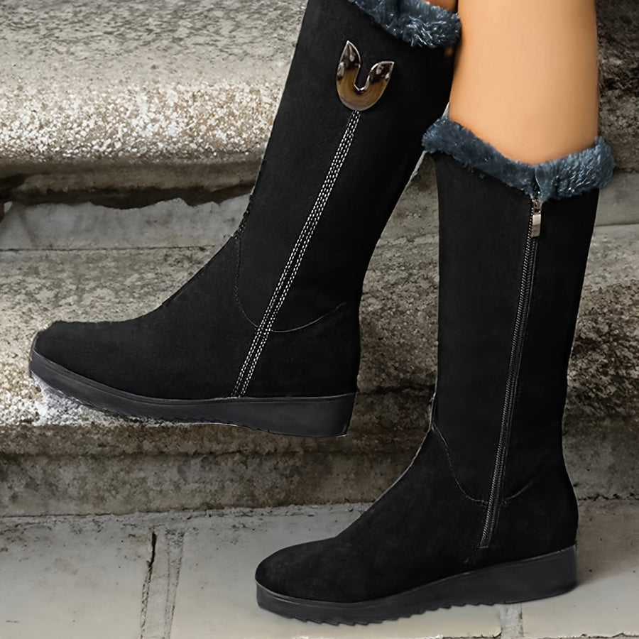 Solveig | Women's Winter Boots – Cozy Cuffed Mid Calf Snow Boots view 3