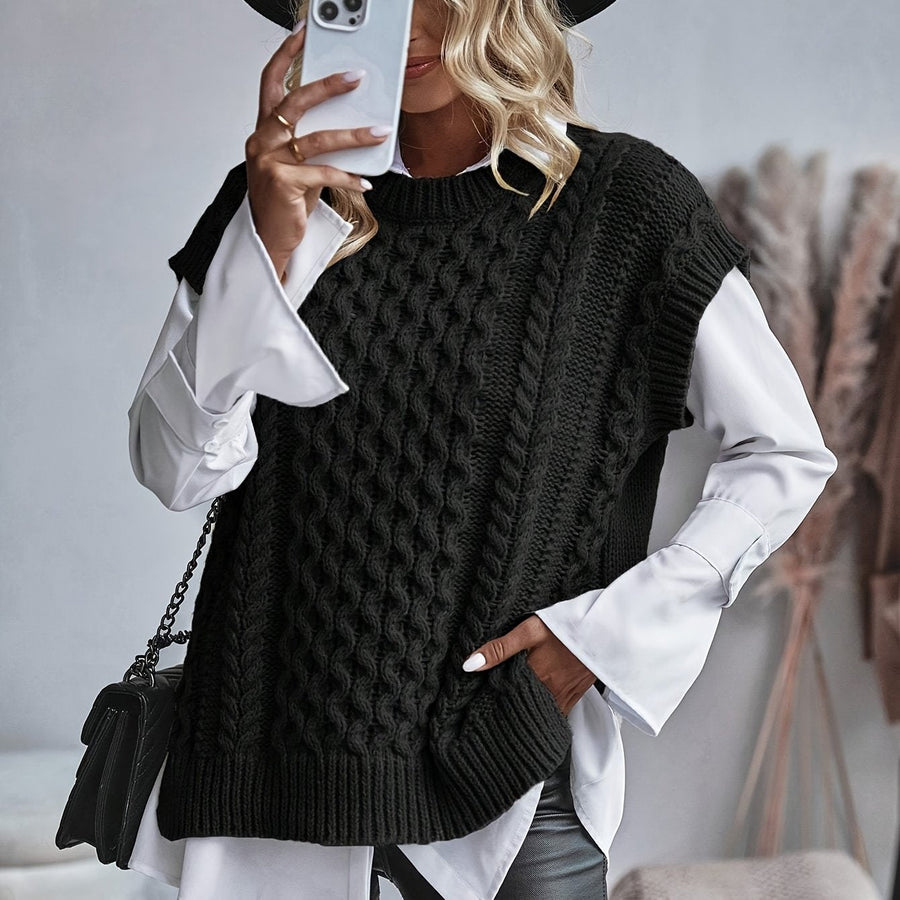 Bridget | Women's Cable Knit Sweater Vest – Cozy V Neck Knit Vest view 8