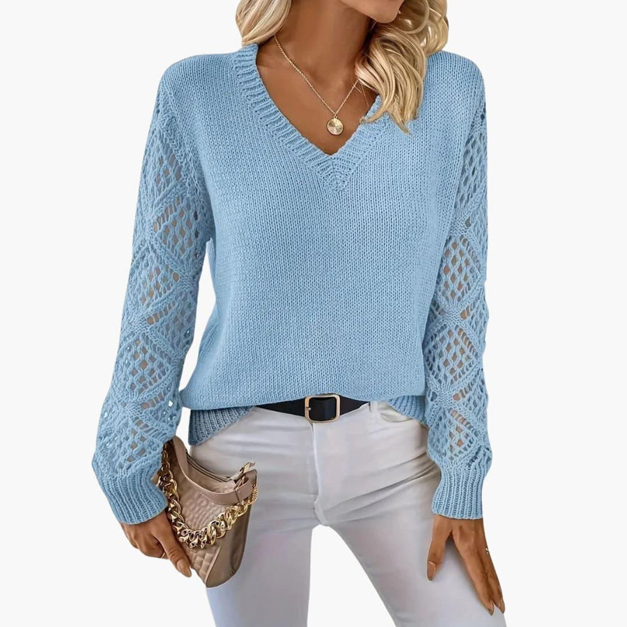 Zinnia | Jumper with Crochet Sleeve Details and Relaxed Fit view 5