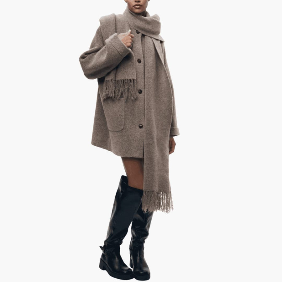Viola | Button-Up Cardigan with Matching Scarf and Long Sleeves view 5