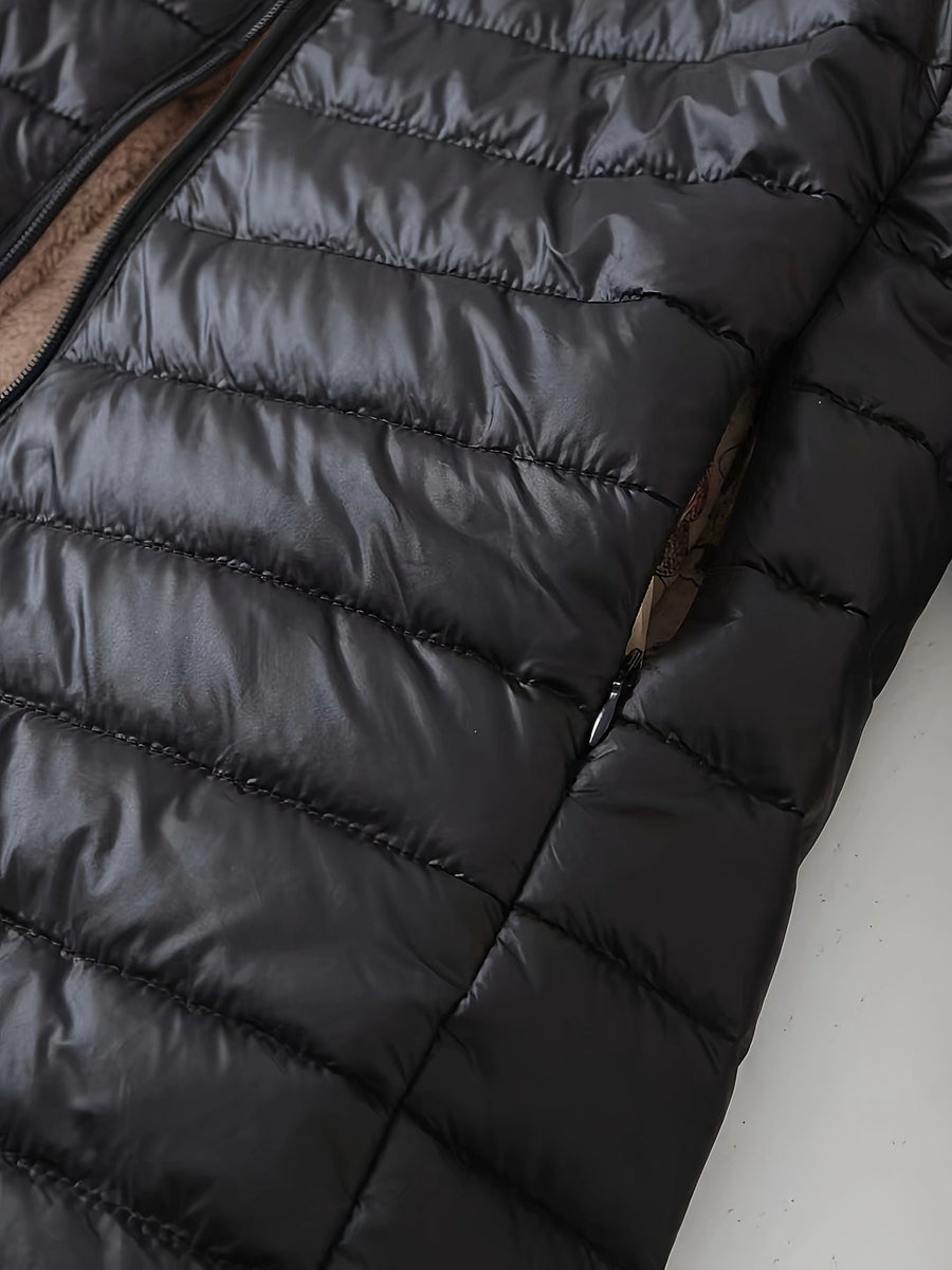 Isla | Women's Quilted Long Coat – Lined Longline Winter Puffer Coat view 4